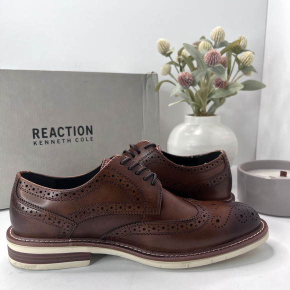 Kenneth Cole Reaction Klay Flex Cap Toe Leather Oxford Cognac RMS9086LE Men 7 M - Picture 7 of 10